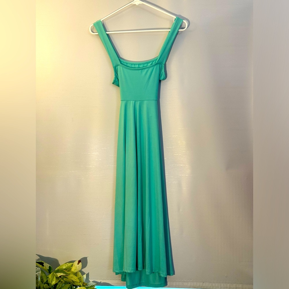 Silky smooth teal green summer dress